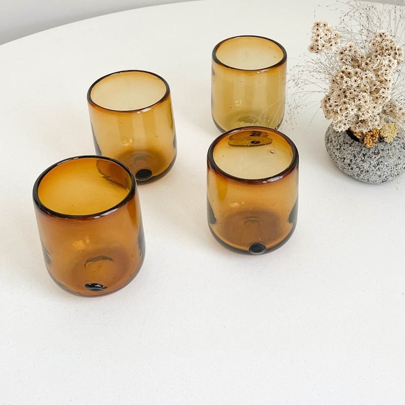 Two Mexican Hand-blown Recycled Tumblers Glasses - Picture 10 of 10